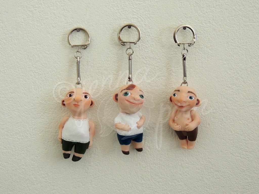 Les bonhommes, little fellow key chains handmade creations polymer clay porte-clés Jenna Pan