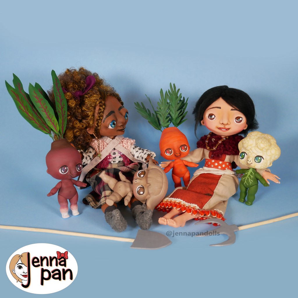 jenna pan dolls poupée fait main handmade doll custom scotland isla barbie mga horse cheval ooak modèle unique fait main montreal ville marie quebec canada créatrice création fantasy fantastique légumes vegetables veggies gardeners jardinières nature vegan