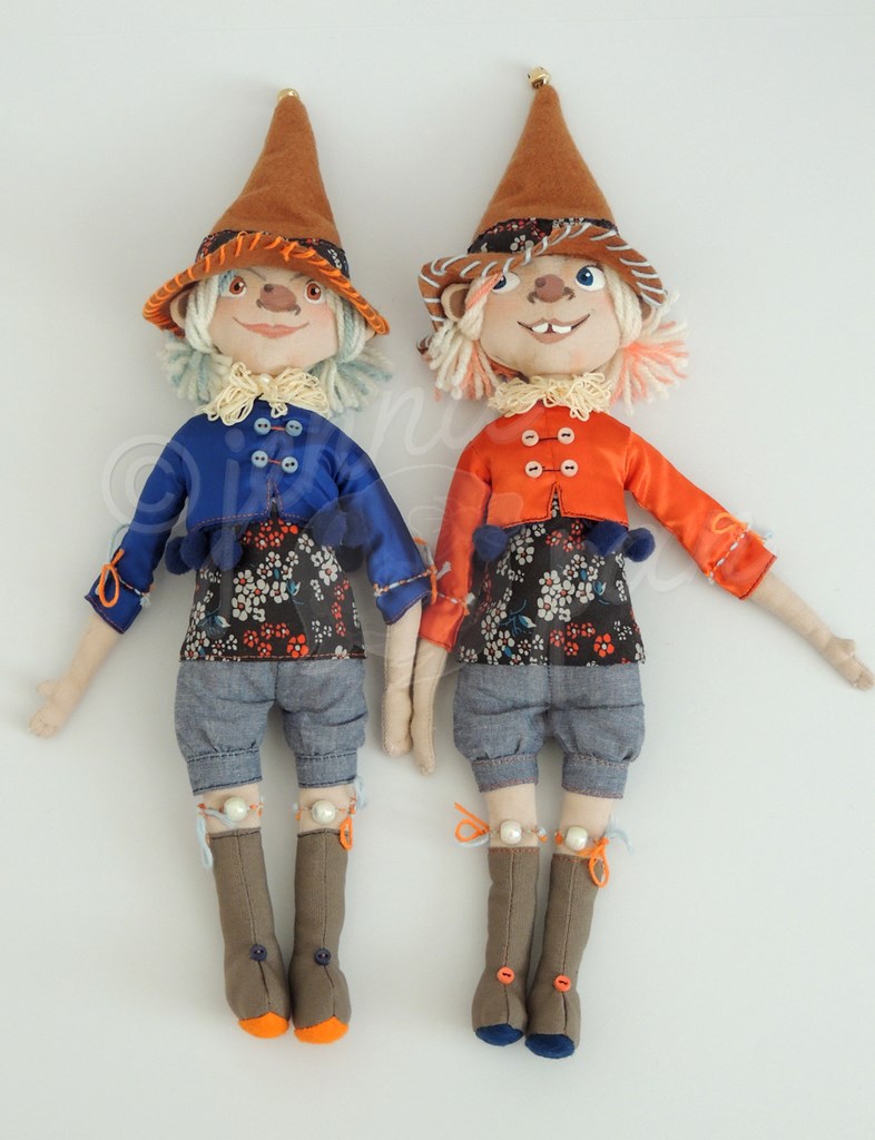  the twin witches doll Sorcières Jumelles poupées Jenna Pan modèle unique artiste artisanat tissus ooak 