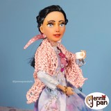 jenna pan dolls poupée fait main handmade doll custom scotland isla barbie mga horse cheval ooak modèle unique fait main montreal ville marie quebec canada heartwarming cup of tea tasse de thé réconfortante english anglais tricot châle