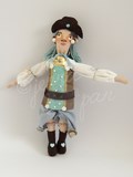 poet lady pirate Poète femme pirate enfant aventure jenna pan poupée artiste fabrication artisanale ooak tissus couture modèle unique bleu bijou laine rigolo 