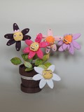 jenna pan handmade fait main craft artisan artisanant art flower pot pot de fleurs whimsical visage grimace jouet poupée expression sourire tissus